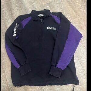 FedEx Ground Mens Black Purple Stan Herman Quarter Zip Long Sleeve